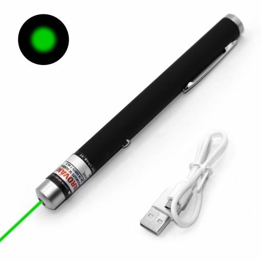 Foto - Laserové ukazovátko zelené 100mW s USB nabíjením