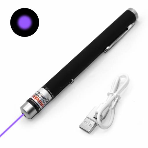 Foto - Laserové ukazovátko s USB nabíjením - Modré (fialové), 100 mW